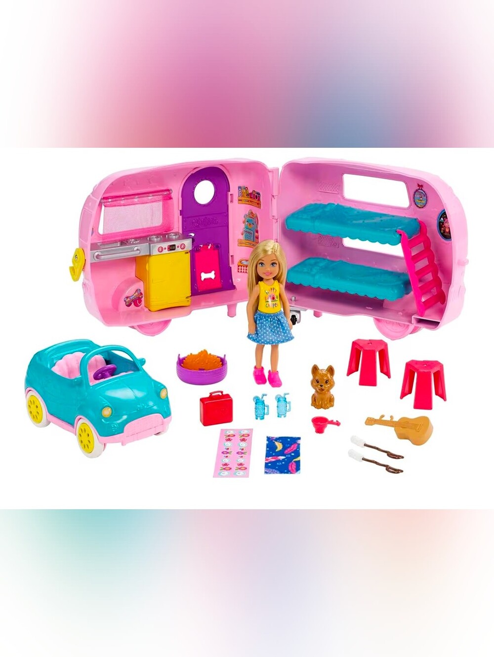 Barbie Pink & Teal Camper Playset with Doll and Accessories